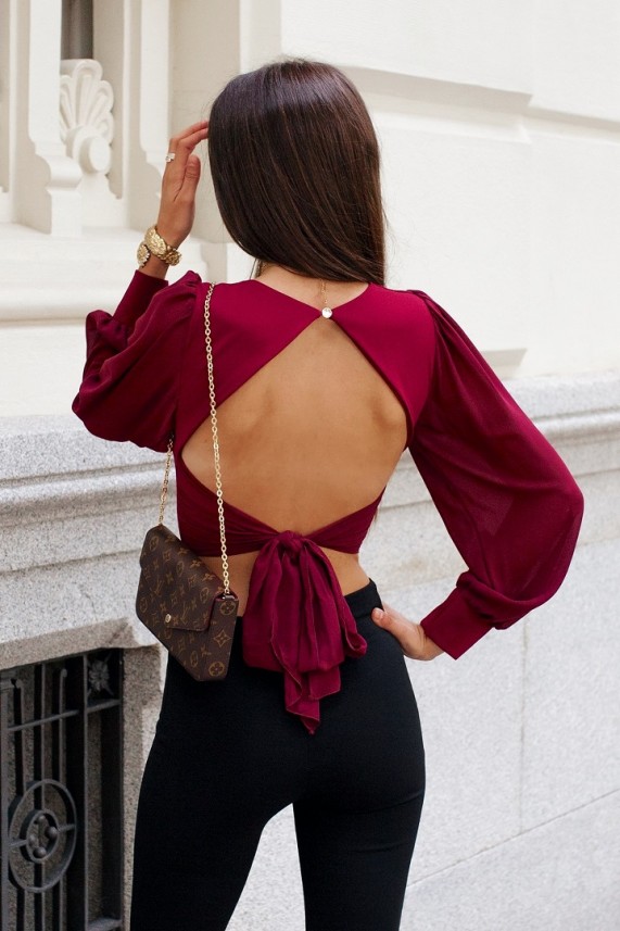 Blusa Khan burdeos