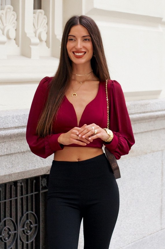 Blusa Khan burdeos