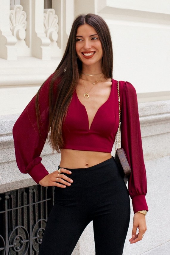 Blusa Khan burdeos