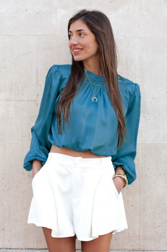 Blusa Fox azul cobalto