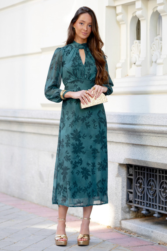 Vestido Garosio verde botella