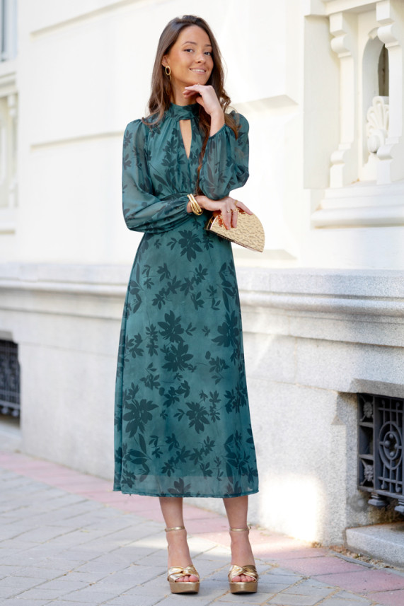 Vestido Garosio verde botella