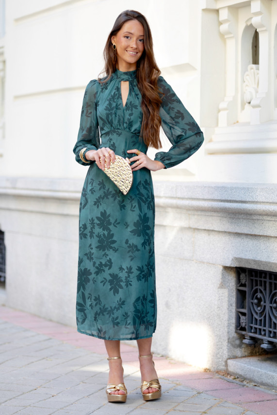 Vestido Garosio verde botella