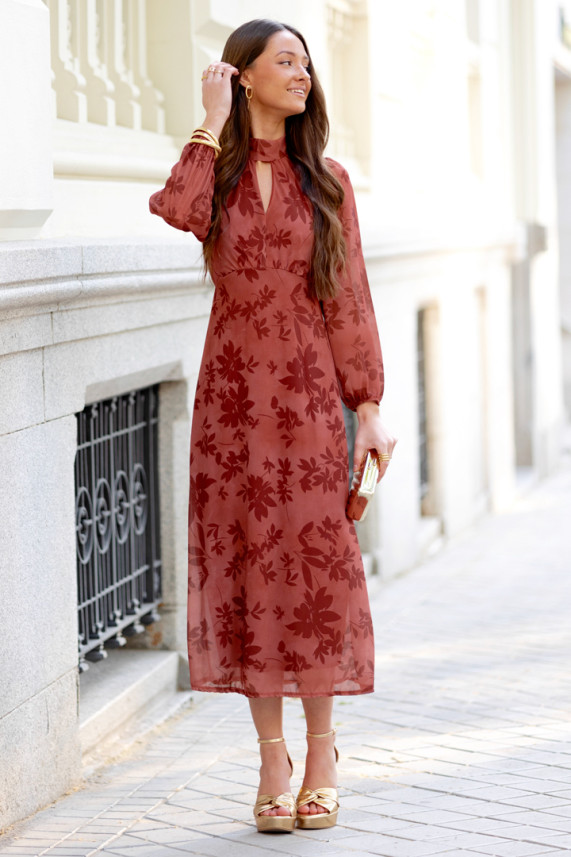 Vestido Garosio teja