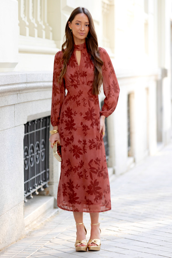 Vestido Garosio teja