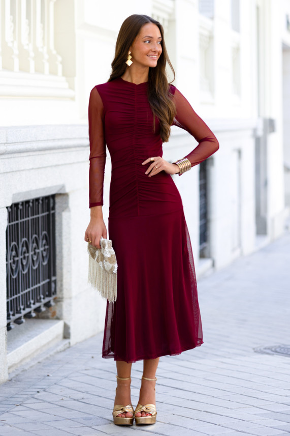 Vestido Cattani burdeos