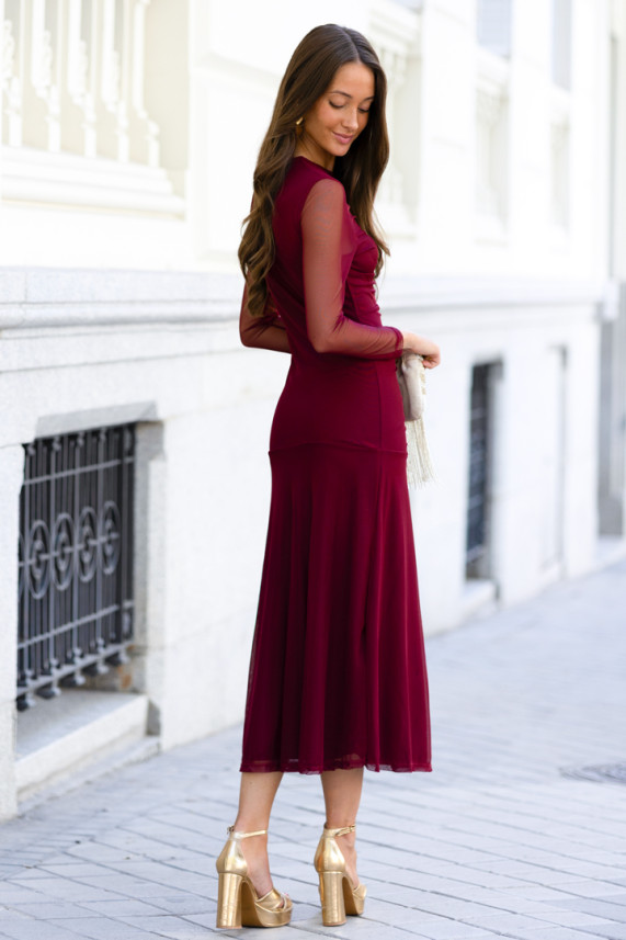 Vestido Cattani burdeos