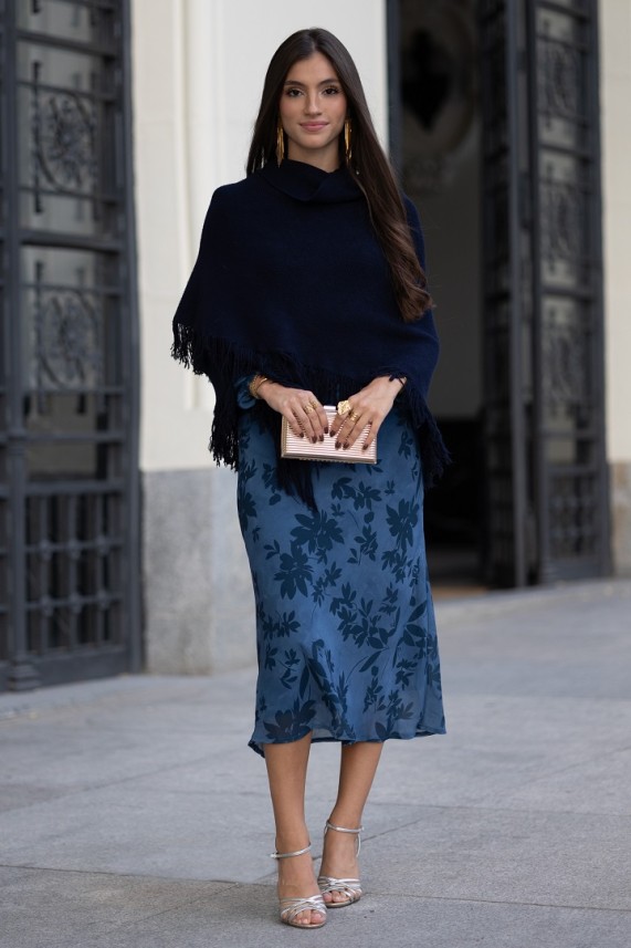 Poncho Taglia azul marino