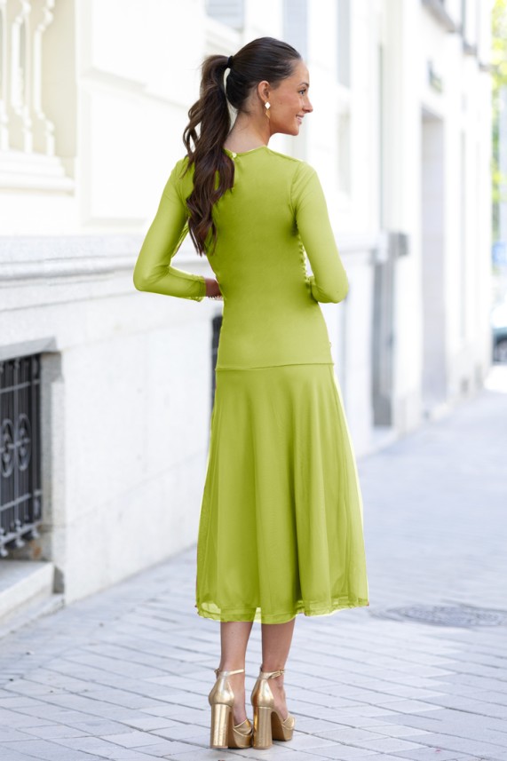 Vestido Cattani verde pistacho