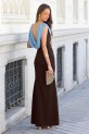 Vestido Molenar marrón-celeste