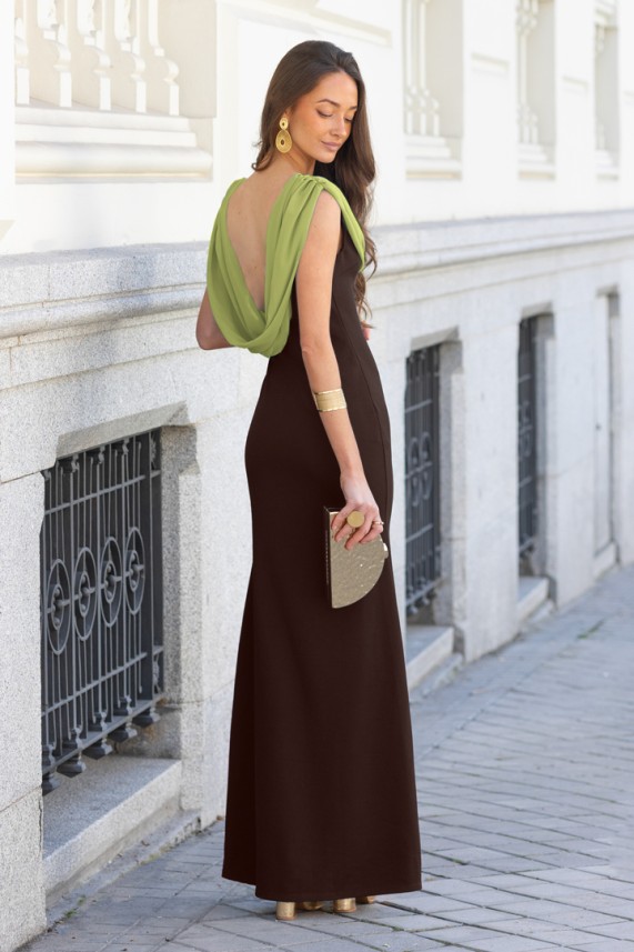 Vestido Molenar marrón-pistacho