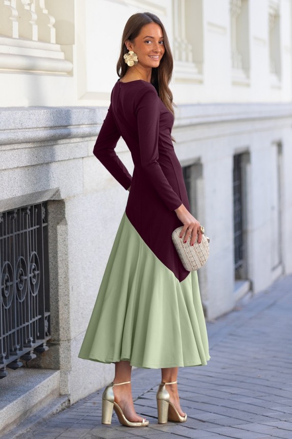 Vestido Jelena berenjena-verde