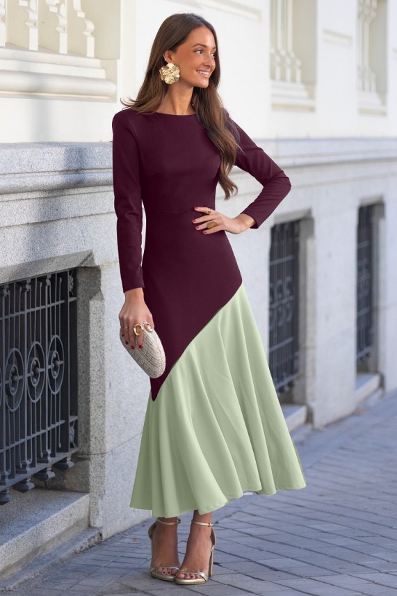Vestido Jelena berenjena-verde