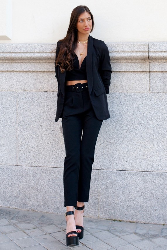 PANTALON OXFORD BENGALINA NEGRO